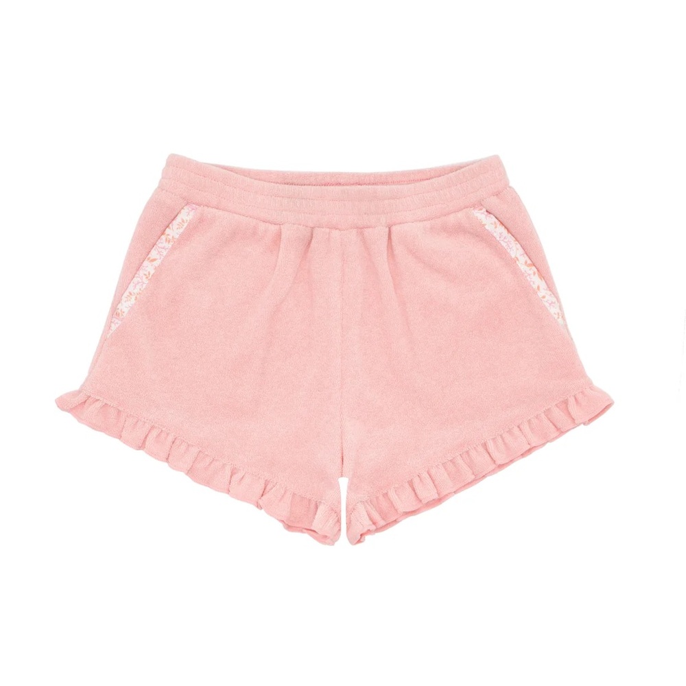 Minnow Swim conch pink ruffle french terry shorts - 2T